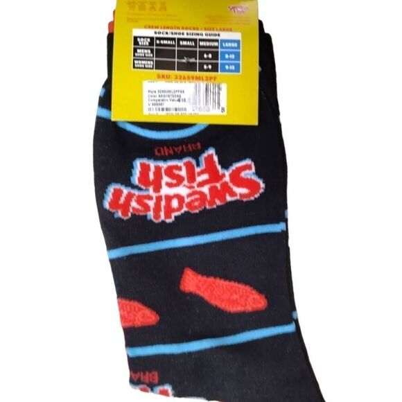NWT Swedish Fish Crew Length Novelty Socks Size L - Picture 3 of 7